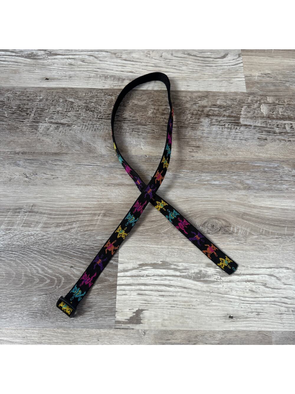 Vintage 90s Grateful Dead Dancing Bears Woven Web Belt Festival Boho Retro